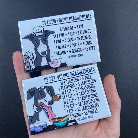 Black and White Greyhound Dog Measuring Chart Magnet Set Cooking Baking Guide - Picture 6 of 6